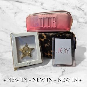 DIOR BUNDLE! Pink Cosmetic Bag,BNWT Dior Gold Star Smartphone Ring,& DiorJoyCard